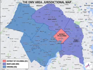 Alenius digital marketing agency service area map covering Washington DC, Maryland, and Northern Virginia (DMV).